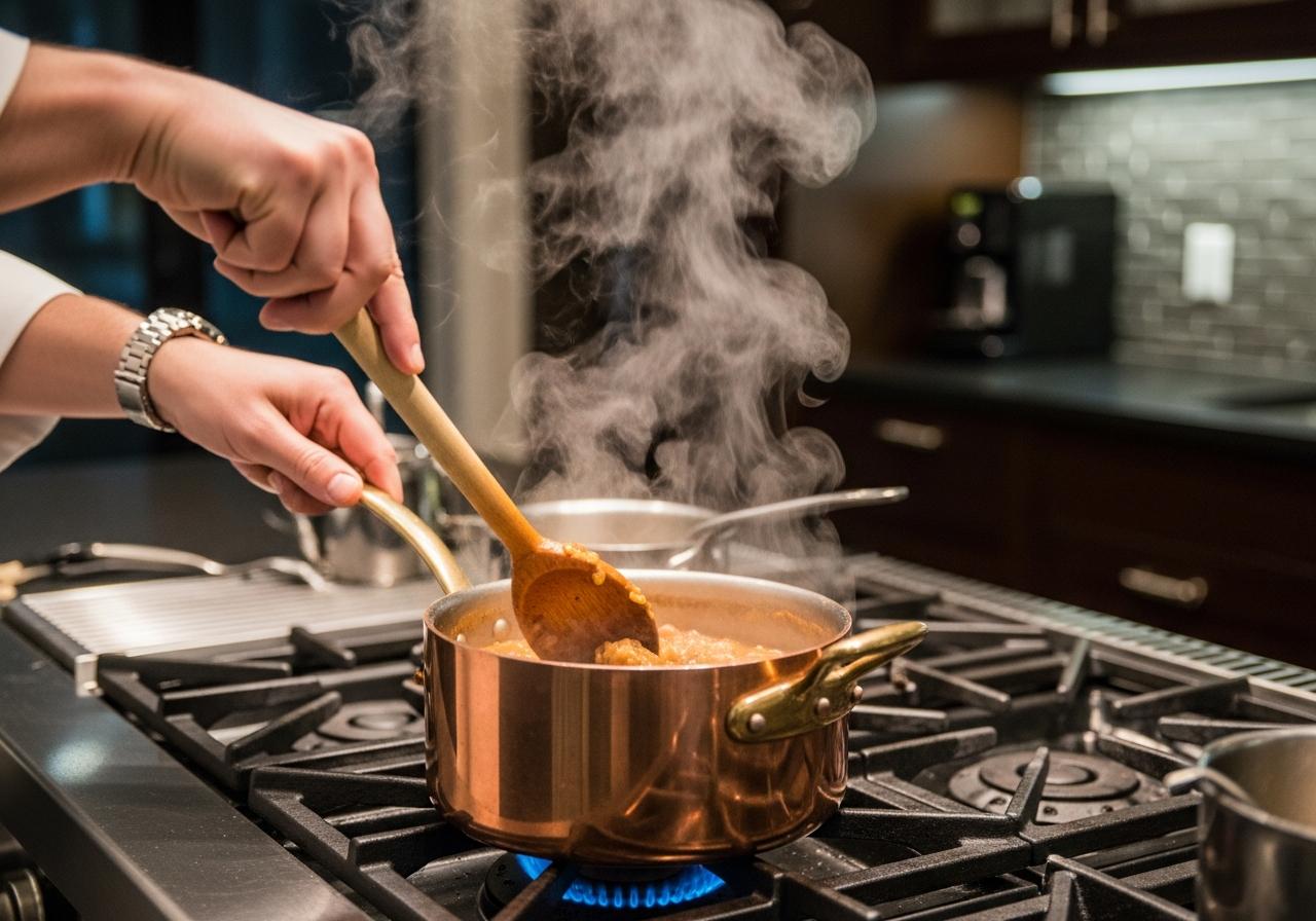 Chef cocinando en Estufas profesionales