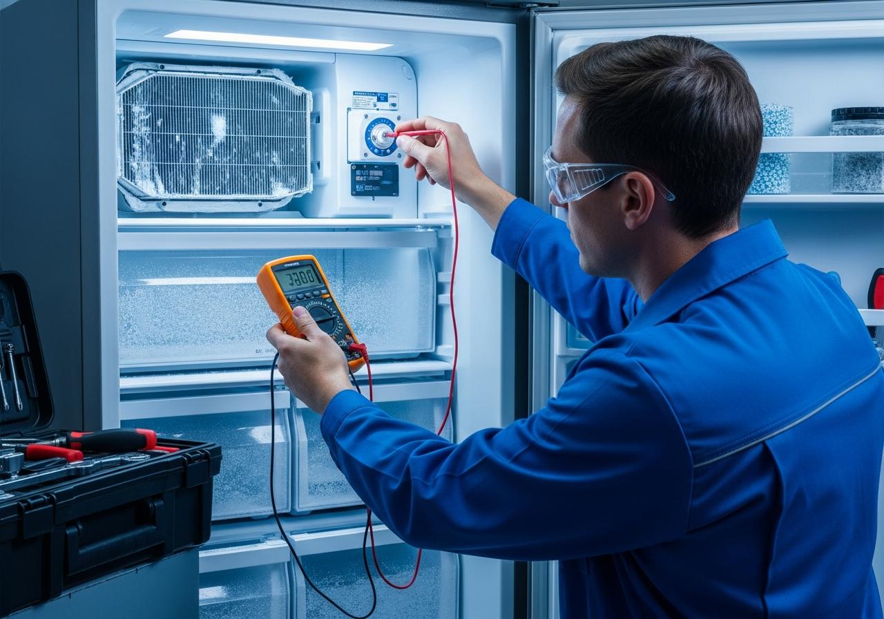 Technician checking a chest Congeladores